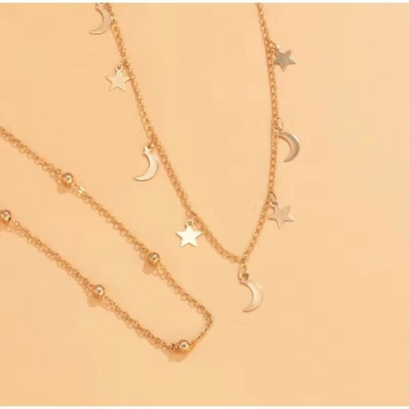 2pcs Star Moon Charm Necklace - Picture 3 of 4
